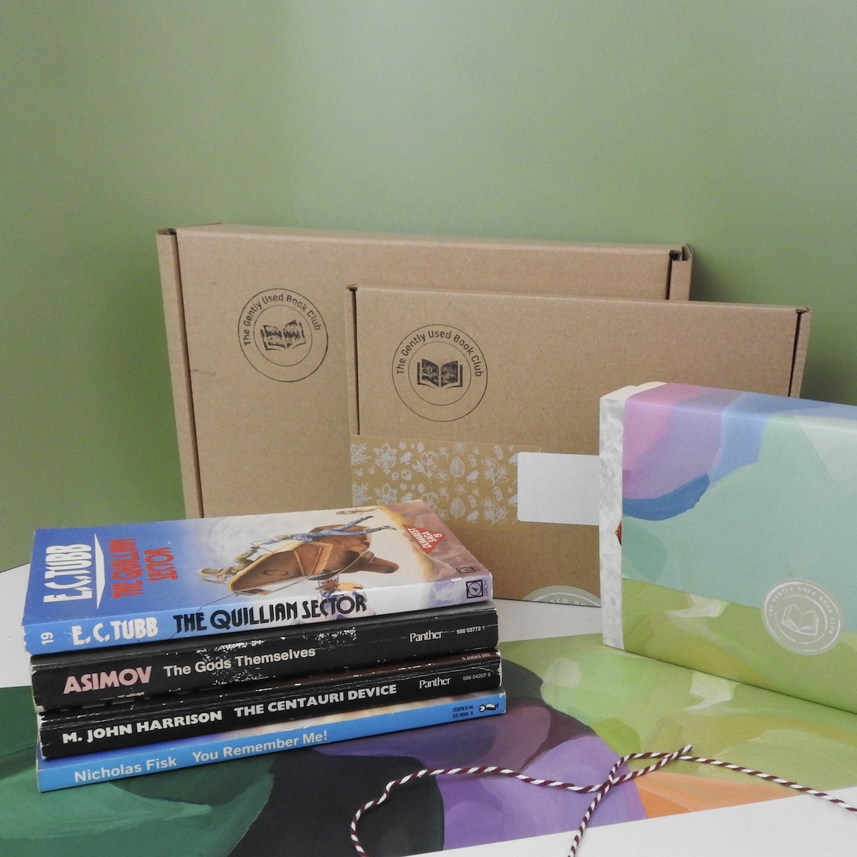 A stack of vintage science fiction books